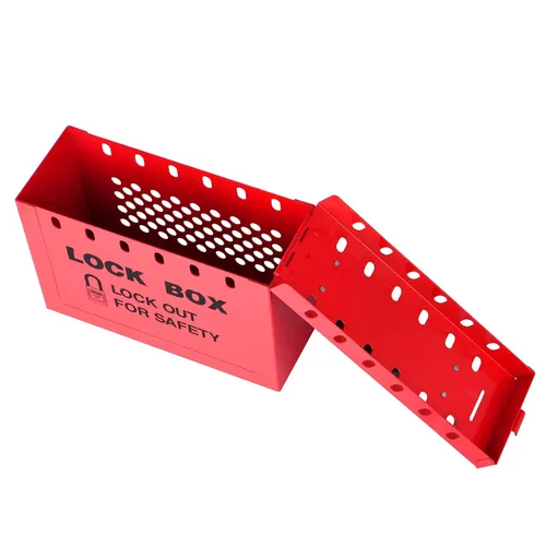 Vista 3 de RealPlus Lockout Tagout Box Caja de bloqueo portátil Loto Group Lock Box, capacidad de candado de 12, rojo