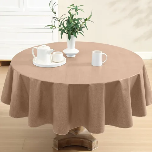 Vista 22 de Newbridge Basketweave - Mantel con parte trasera de franela de vinilo de color sólido, aspecto texturizado de tejido de cesta, mantel impermeable