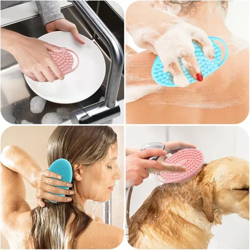Vista 7 de Exfoliante corporal de silicona, exfoliante de lufa, exfoliante corporal de lufa, limpiador corporal de ducha, paquete de 2 unidades, exfoliante