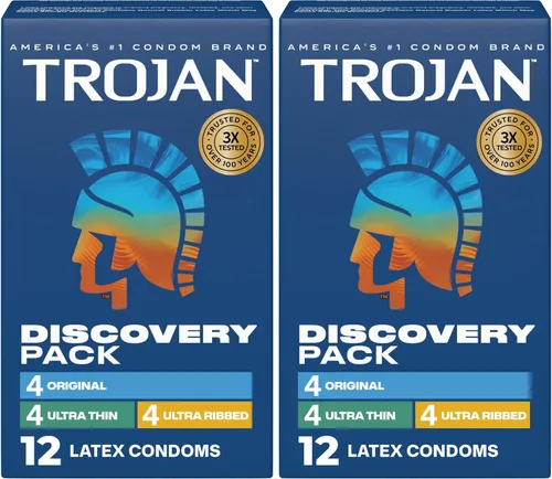 Vista 10 de Trojan Bareskin - Preservativos finos, paquete variado Everythin, condón de látex lubricado, 10