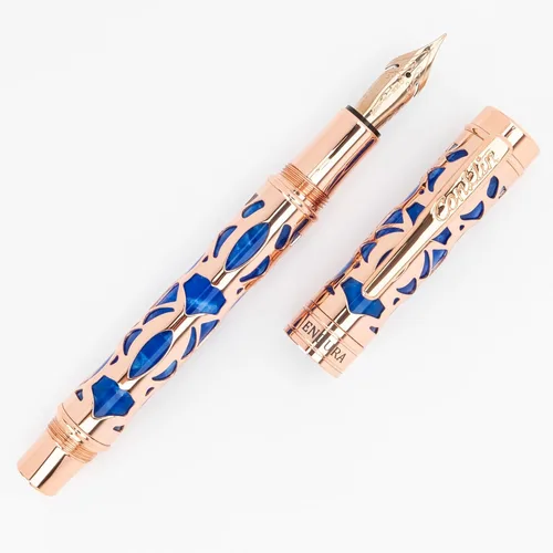 Vista 4 de Conklin Endura Deco Crest - Pluma estilográfica en azul, punta media, instrumento de escritura prémium