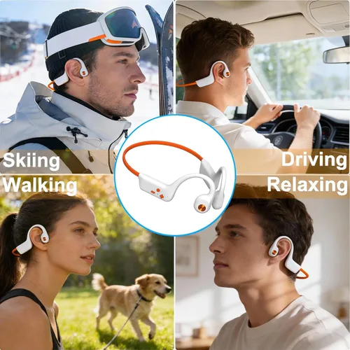 Vista 7 de Auriculares Bluetooth 6.0 de conducción ósea 2026, auriculares de oreja abierta con micrófono, carga tipo C, duración de la batería de 10 horas