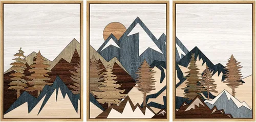 Vista 56 de SIGNWIN Lienzo enmarcado para pared, juego de arte de collage de hojas transparentes en blanco y negro, ilustraciones de naturaleza silvestre, arte
