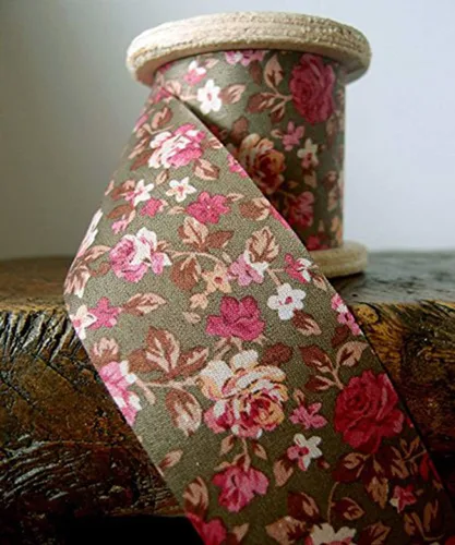 Vista 2 de AK Trading - Cinta con estampado floral vintage de 2 pulgadas de ancho x 10 yardas (negro)