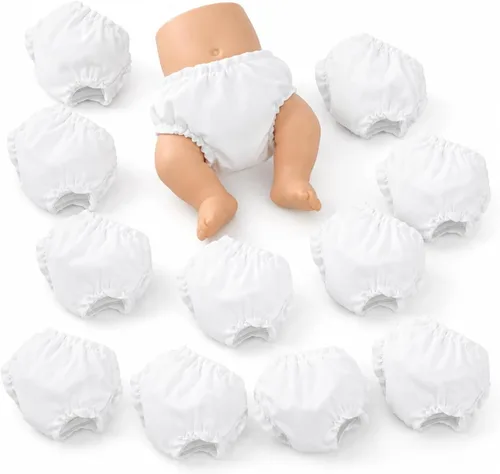 Vista 6 de 12 pañales para muñecas de bebé, ropa interior blanca para muñecas de 5 a 7 pulgadas, pañales reutilizables para muñecas recién nacidas, accesorios