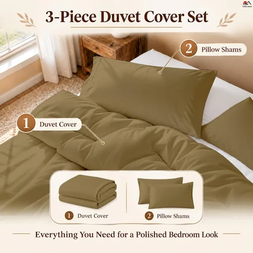 Vista 76 de ARlinen Juego de funda de edredón de tamaño individual, 100% algodón egipcio, juego de ropa de cama de 3 piezas con cierre de cremallera, incluye 1