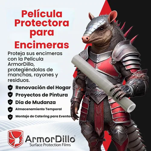 Vista 2 de ArmorDillo Película protectora de encimera con cuchillo gratis. Protección de superficie autoadhesiva transparente para laminados, granito, mármol