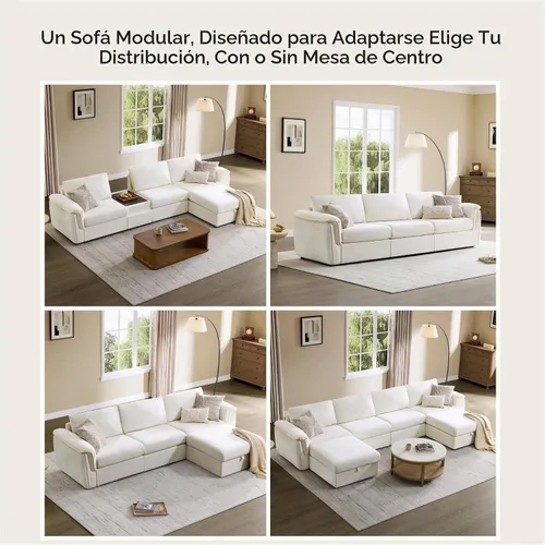 Vista 5 de CHITA Sofás seccionales extra grandes para sala de estar, sofá modular de nube, moderno de mediados de siglo, sofá de 3 plazas, felpilla en crema