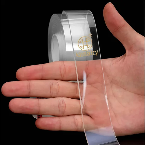 Vista 4 de Cinta adhesiva transparente de 9.85 pies de doble cara, resistente, cinta adhesiva para alfombra, reutilizable, con puntos adhesivos, adhesivos