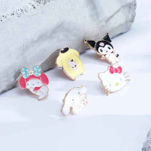 Vista 5 de Lindos pines de estilo gato de gatito con diseño de caricaturas, pines de solapa esmaltados para mochilas, Acero inoxidable, multicolorfantasía