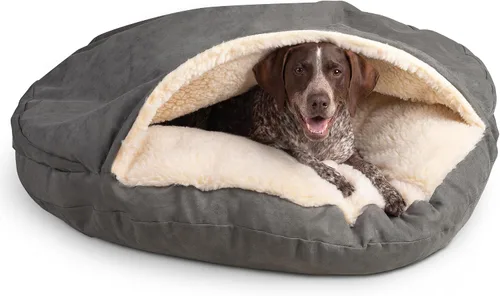 Vista 61 de Snoozer Cama de lujo de microsuede acogedora estilo cueva para mascotas, pequeña, antracita For small sized pets, Removable washable cover