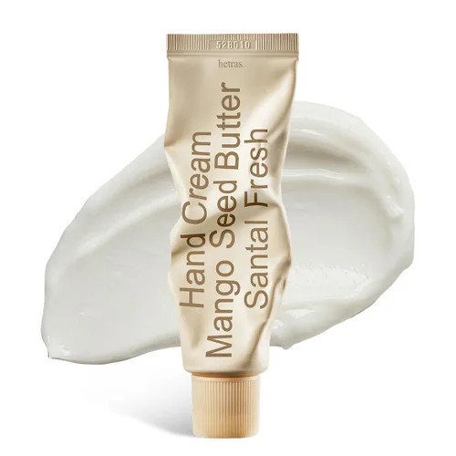 Vista 13 de hetras. Crema de manos con perfume Hinoki - Aroma fresco de ciprés Hidratante de manos coreano sutil perfumado con semilla de mango y manteca