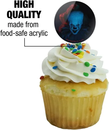 Vista 3 de IT: Capítulo 2 Juego de 6 palillos para cupcakes de Pennywise azul