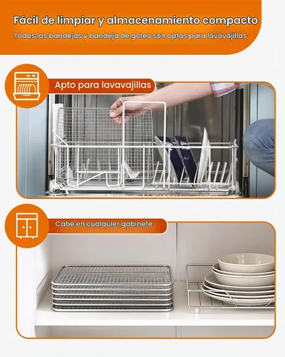 Vista 6 de Máquina deshidratadora de alimentos, secadora de acero inoxidable de 720 W con 8 bandejas con puerta de ventana transparente, control digital