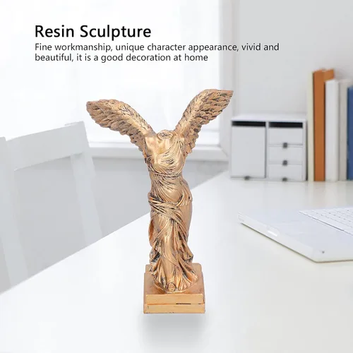Vista 3 de Yosoo Estatua de la diosa de la victoria, escultura de diosa griega para oficina en casa, adorno de Esktop, regalo de cumpleaños (M-latón)