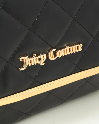 Vista 3 de Juicy Couture Bolsa de maquillaje negra Organizador de cosméticos Esenciales de viaje Gancho colgante de cuero acolchado de imitación con ribete