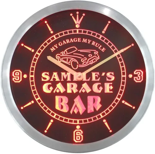 Vista 3 de ADVPRO ncpp0051-b Joe's Garage Car Repairs Rule Beer Bar LED Neon Sign Reloj de pared