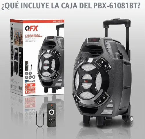 Vista 5 de QFX PBX-61081BT/RD bocina Bluetooth portable para fiestas Plateado