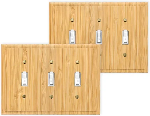 Vista 10 de Placa de interruptor de luz de palanca simple de madera maciza de 4.8 x 3.14 pulgadas, cubierta de interruptor de luz de calidad de madera cruda