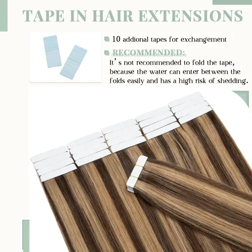 Vista 5 de Rich Choices Extensiones de cabello humano con cinta, 40 unidades, 2.48 onzas, 100% Remy, extensiones de cabello humano real, sin costuras, 12 Rubio