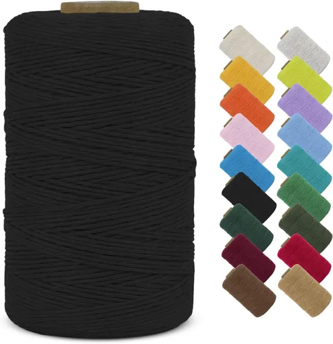 Vista 12 de Cuerda de macramé de algodón natural de 0.039 in x 426 yardas, cuerda de colores para manualidades, fabricación de joyas, colgar en la pared Verde