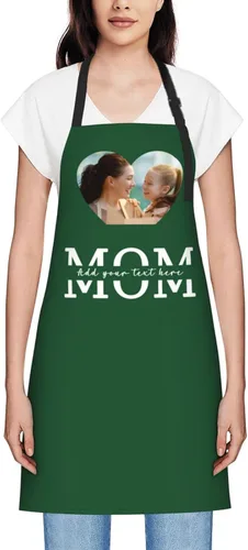 Vista 19 de Delantales personalizados para mujer, diseño de delantal de chef ajustable con nombre, textos, fotos, flores, regalos para el día de la madre