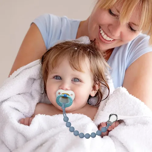 Vista 3 de Clips para chupetes para bebé niña niño, soporte de silicona para chupetes MAM, artículos esenciales para bebés recién nacidos, regalo para Baby