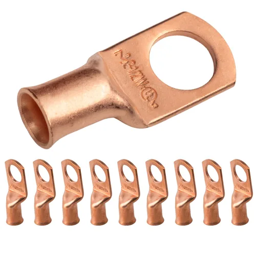 Vista 50 de SELTERM - 5 terminales de anillo resistentes para cable de batería, calibre 1/0 AWG, pernos de 1/2 pulgadas, terminales de calibre 0, ojales
