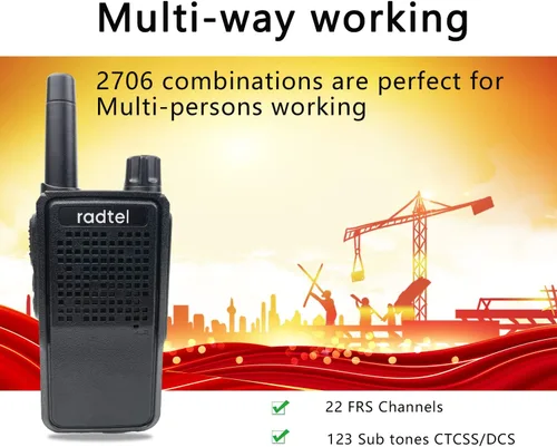 Vista 3 de Radtel RT-518 Walkie Talkies recargables para adultos, radio bidireccional FRS de mano de largo alcance, 22 canales, manos libres VOX para camping