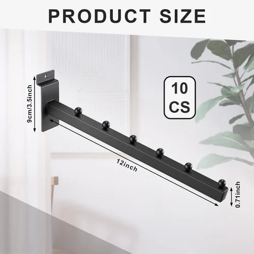 Vista 2 de Tatuo Paquete de 10 cascada de bolas de 6 bolas para Slatwall, accesorio de pared de listones de 12 pulgadas, ganchos y perchas para ropa, venta al