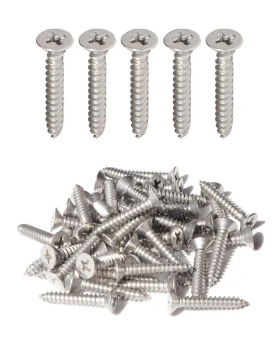 Vista 16 de IMScrews 100 tornillos de madera Phillips de cabeza plana inoxidable #4 x 1-1/4" (32mm) 18-8 (304) tornillos autorroscantes avellanados de acero