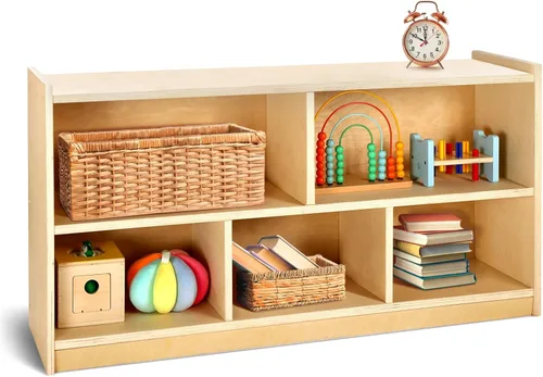 Vista 9 de WINGYZ Rubber Wood Corner Cabinet, 2-Tier Montessori Shelf, 2 Shelf Bookcase Toy Storage Organizer, Montessori Bookshelf for Kids Rooms, Classroom