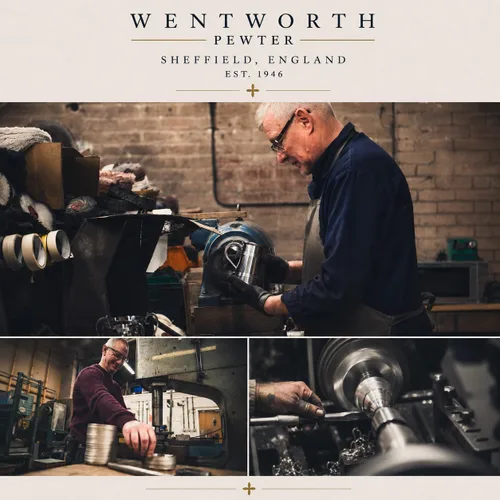 Vista 4 de Wentworth Pewter Copa de vino blanco, copa de vino de peltre sin plomo de 8.5 fl oz, acabado a mano en Sheffield, Inglaterra, pulido con espejo