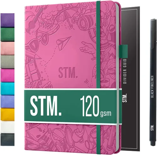 Vista 36 de Cuaderno de cuadrícula de puntos con viñetas Cuadernos diarios A5 para escritura personal, trabajo, mujeres papel grueso de 120gsm, tapa dura