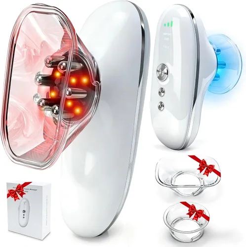 Vista 8 de 5-in-1 Electric Body Sculpting Massager - Red Blue LED Light Therapy & Microcurrent Tool with Oval/Round Suction Cups for Face & Body Tightening