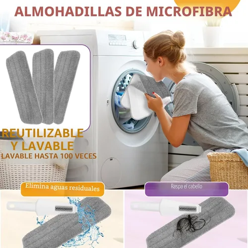 Vista 7 de Mopa de Pulverización para Limpieza de Pisos con Almohadillas Lavables, Mopas Húmedas de Microfibra con Botella Recargable de 800 ml, Mopas de Polvo