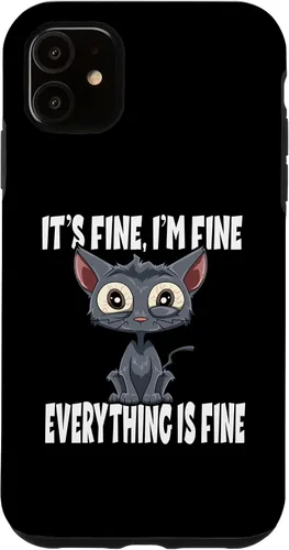Vista 6 de Funda para iPhone 12 mini It's Fine I'm Fine Everything Is Fine Lustige Katze