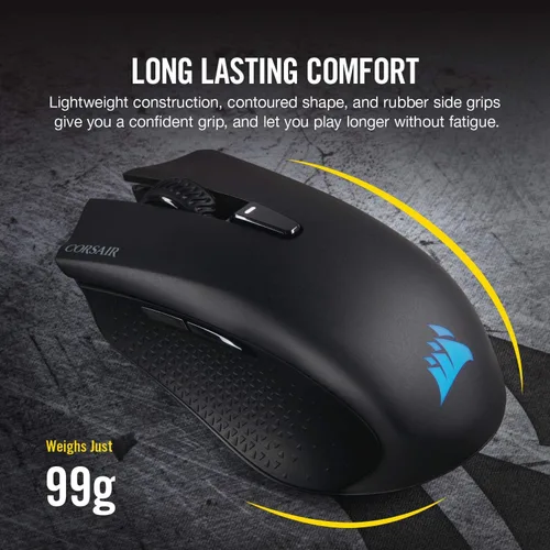 Vista 4 de Corsair Harpoon RGB Wireless - Mouse inalámbrico recargable para juegos con tecnología SLIPSTREAM - Sensor óptico de 10,000 DPI