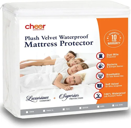 Vista 10 de Cheer Collection Protector de colchón individual 100% impermeable de terciopelo suave y silencioso