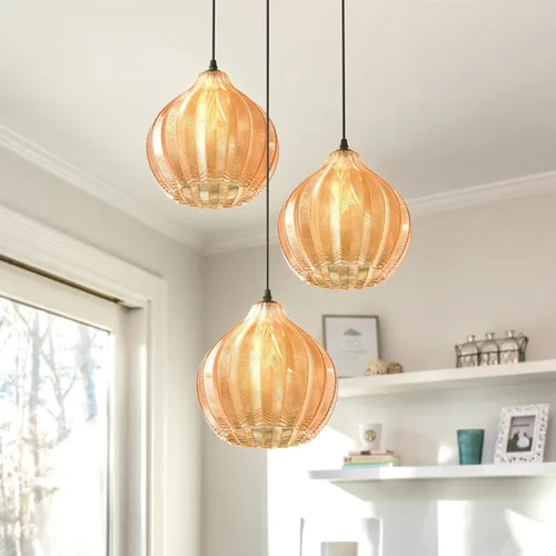 Vista 11 de Moderna Lámpara Colgante de 3 Luces de Vidrio en Tono Gris Ahumado con Globo de Cristal Clúster Lámpara de Techo de Estilo Nórdico con Múltiples