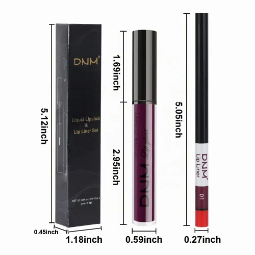 Vista 6 de evpct Juego de 2 lápices delineador de labios y lápiz labial líquido mate de 24 horas, color ciruela púrpura, maquillaje para mujer, lápiz labial