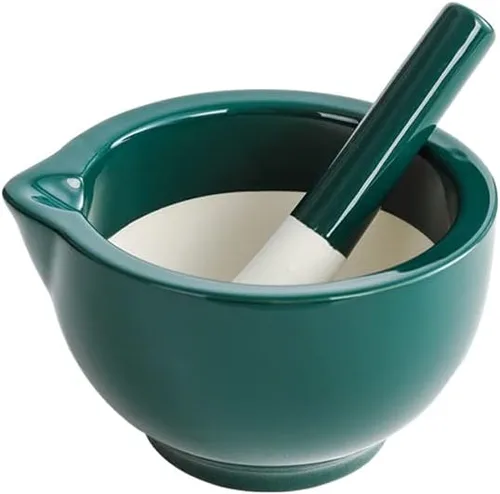 Vista 7 de 123Arts Mini mortero y mortero de cerámica, trituradora de píldoras, amoladora de especias, herramienta de cocina Negro