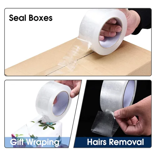 Vista 6 de Pacific Mailer Cinta de embalaje transparente, cinta de cartón de embalaje resistente para envíos, sellado móvil, 2 pulgadas de ancho, 2.7 mil