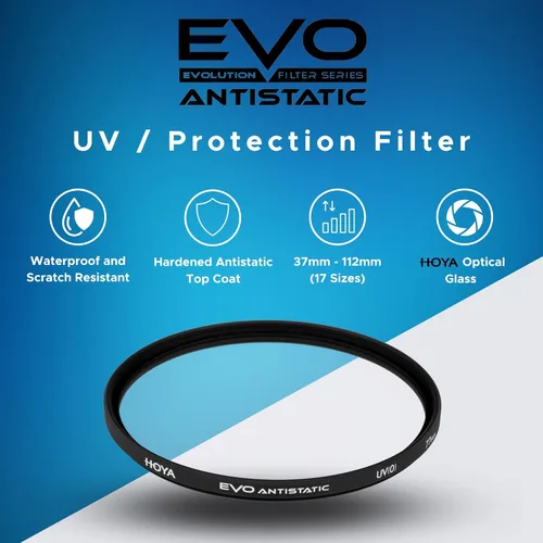 Vista 2 de Hoya Filtro UV antiestático EVO de 1.457 in — Filtros de cámara con revestimiento SMC de 16 capas, 0.118 in de grosor, vidrio óptico UV para una