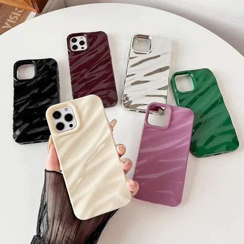 Vista 2 de Caseative Funda para iPhone 12 Pro, funda suave con forma de onda rizada con patrón de ondulación de agua (negro) Water Ripple Pattern Curly Wave