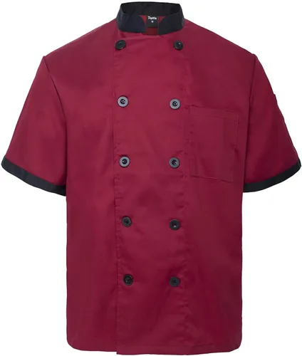 Vista 11 de TopTie - Bata de chef unisex de manga corta Negro