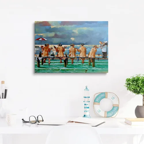 Vista 5 de Ronald West - Lienzo decorativo para pared, diseño de playa para niñas, pintura de paisaje marino, decoración de baño y playa, 12 x 18 pulgadas