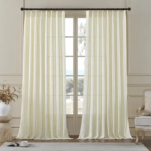 Vista 10 de MASWOND Cortinas de Lino Semitransparentes con Pliegues Pinzados 84 Pulgadas de Largo 2 Paneles para Sala de Estar Dormitorio Cortina de Ventana