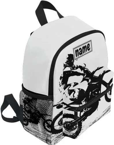 Vista 2 de Glaphy Mochila personalizada con nombre para niños, mochila vintage de motocross para guardería, viajes, mochila preescolar con nombre personalizado