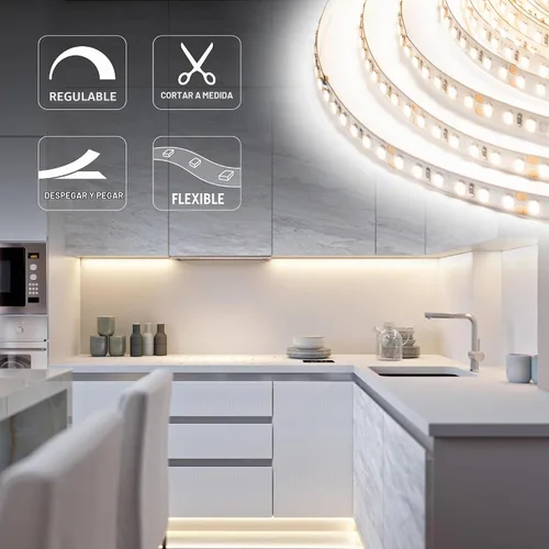 Vista 3 de Armacost Lighting RibbonFlex Pro - Tira de luces LED blancas de 24 V, 120 LED/m, 3000K, 32.8 pies 146250 Blanco suave